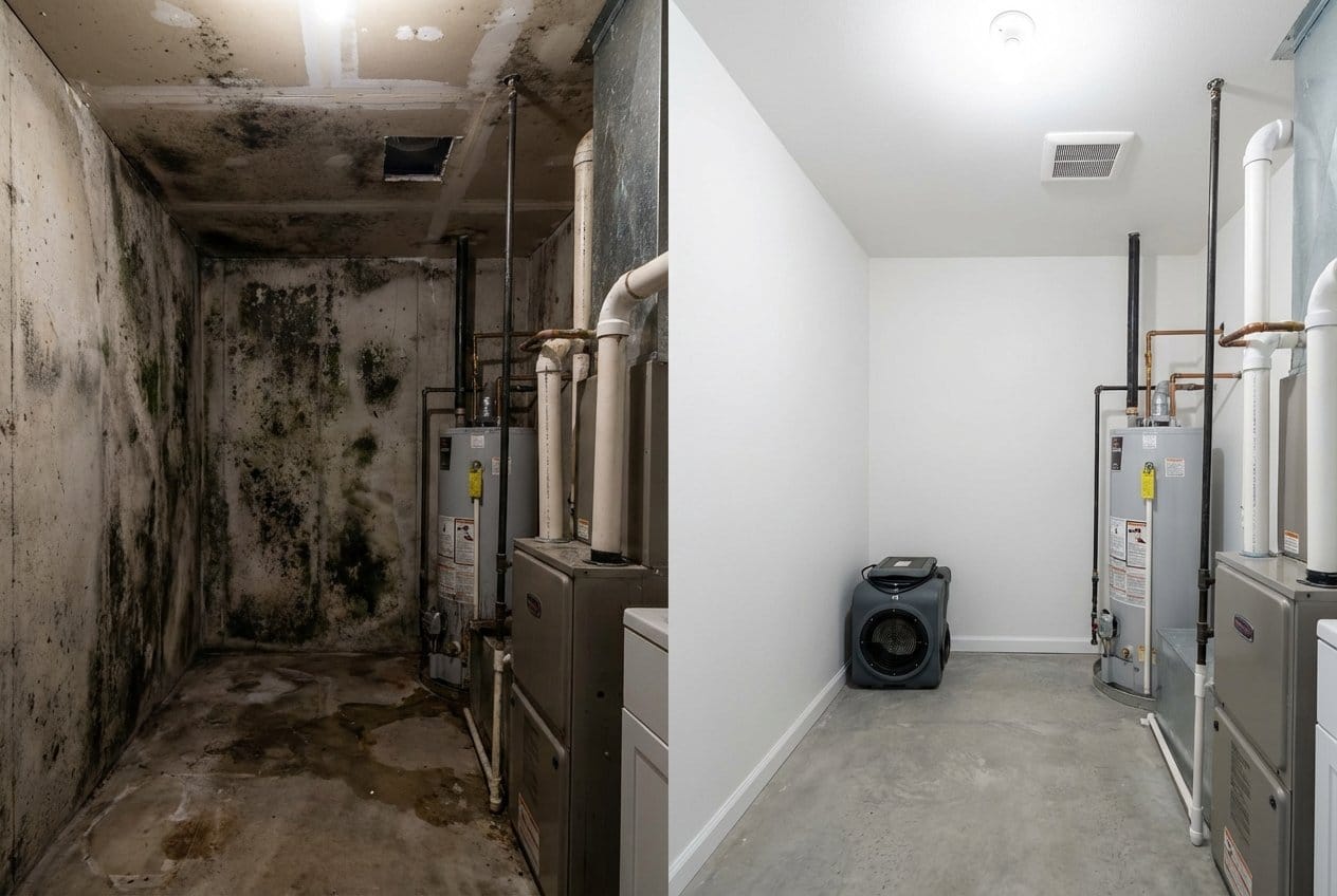 Humidity & Moisture Control Solution restoration β utility room of private residence in Fort Lee, NJ